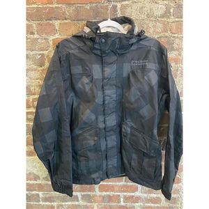 Precision Mountainwear Black/Gray Plaid Snow Ski Jacket Coat, Multi Pocket, Remo